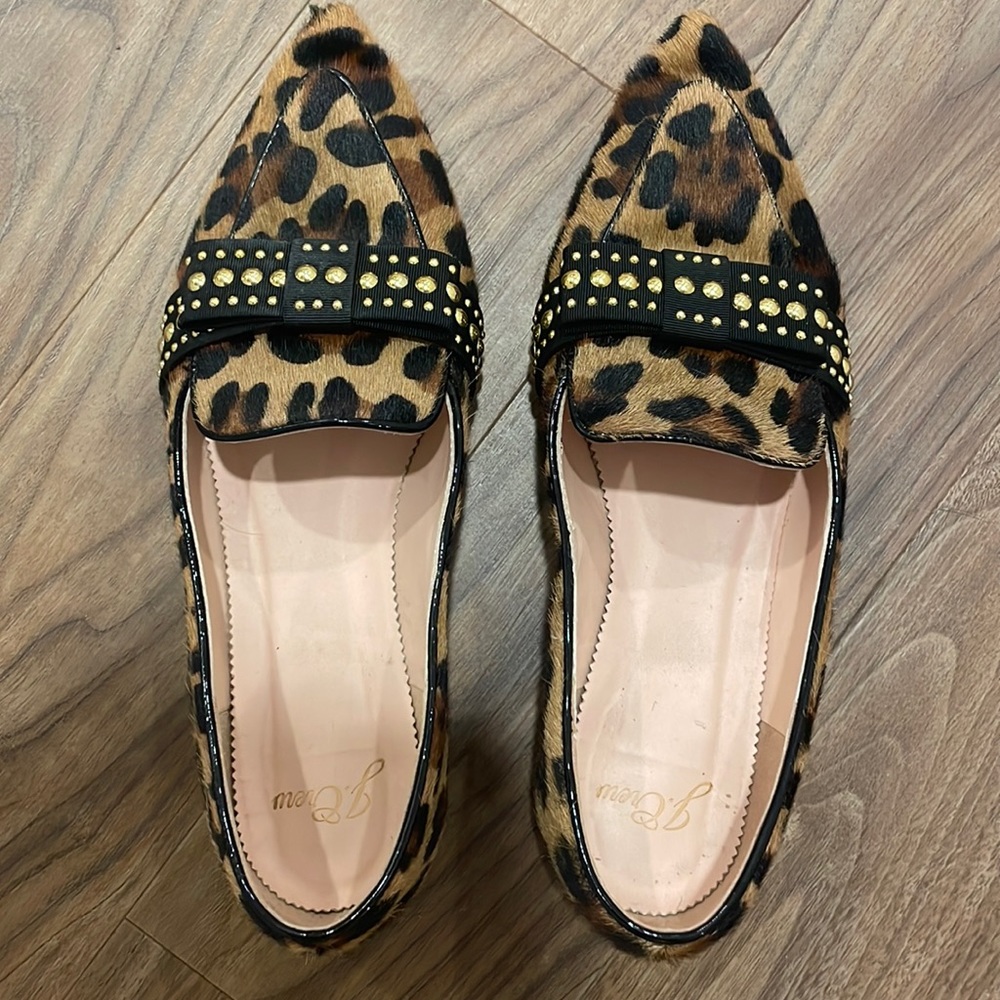 J. Crew Leopard print loafers with studded detail